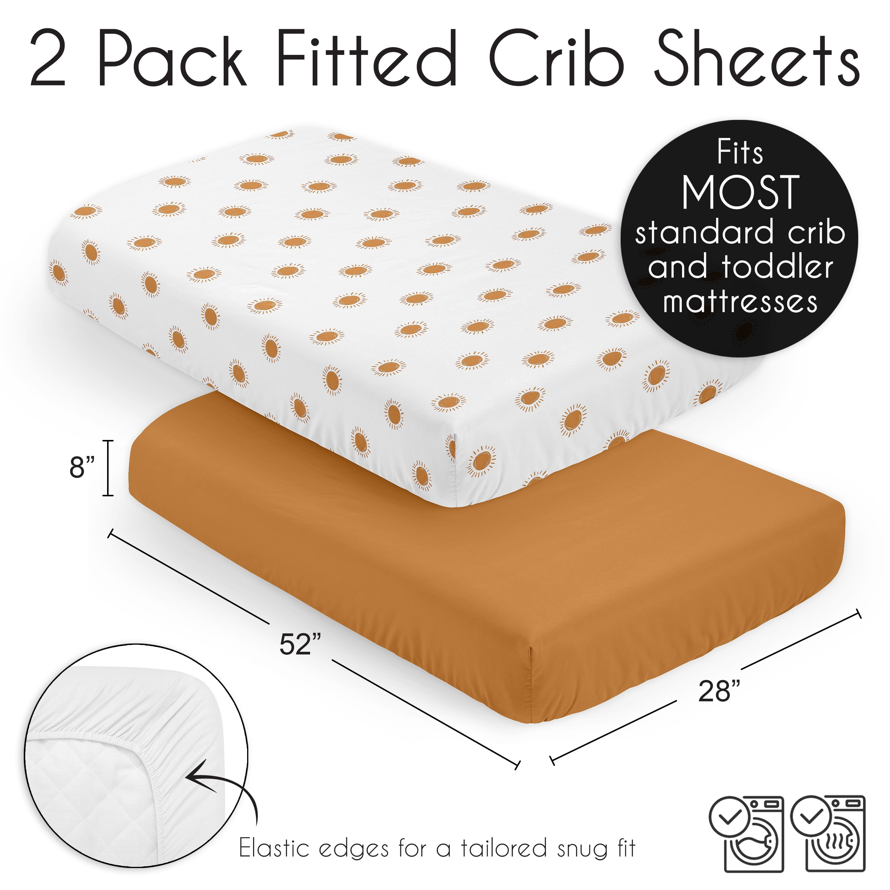 Sweet Jojo Designs Boho Sun Rust Orange and White Fitted Crib Sheets 2 Piece Set