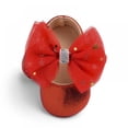 thumbnail image 3 of AJZIOJIRO Newborn Baby Infant Girl Shoes Big Bowknot Soft Sole Anti-slip PU Dress Shoes First Walker Toddler Crib Shoes, 3 of 5