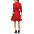 thumbnail image 4 of MODA NOVA Juniors Layered Ruffle Hem 3/4 Sleeves Smocked A-Line Chiffon Dress, 4 of 7