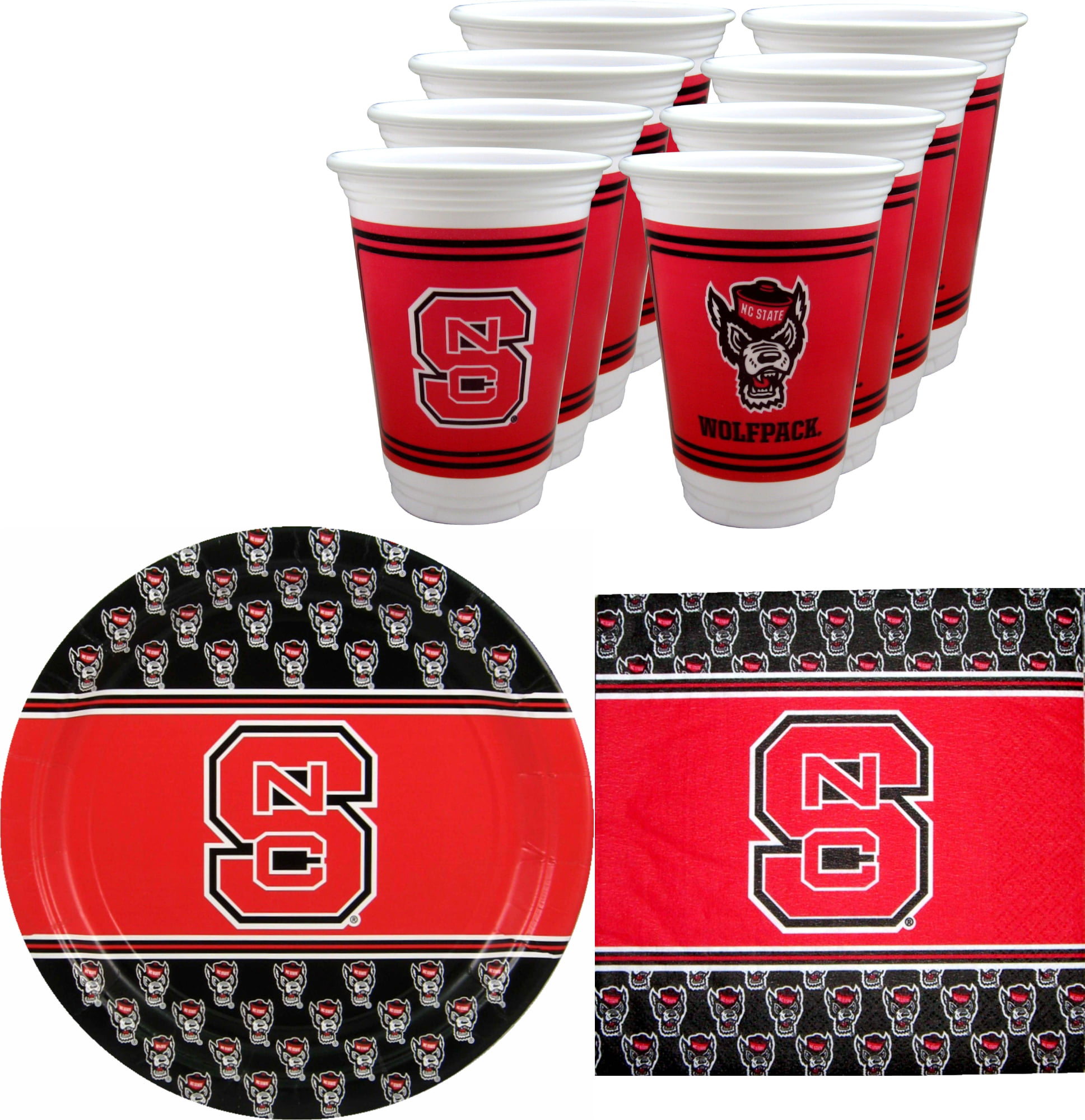 64 Pieces Serves 32 NC State Wolfpack Napkins & Plates 