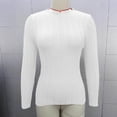 thumbnail image 6 of Enjoytime Women Blouses Round Neck Solid Color Long Sleeve Shirts Business Work Casual Basic Tops Fall Winter Fashion Clothing 2025 White S, 6 of 7
