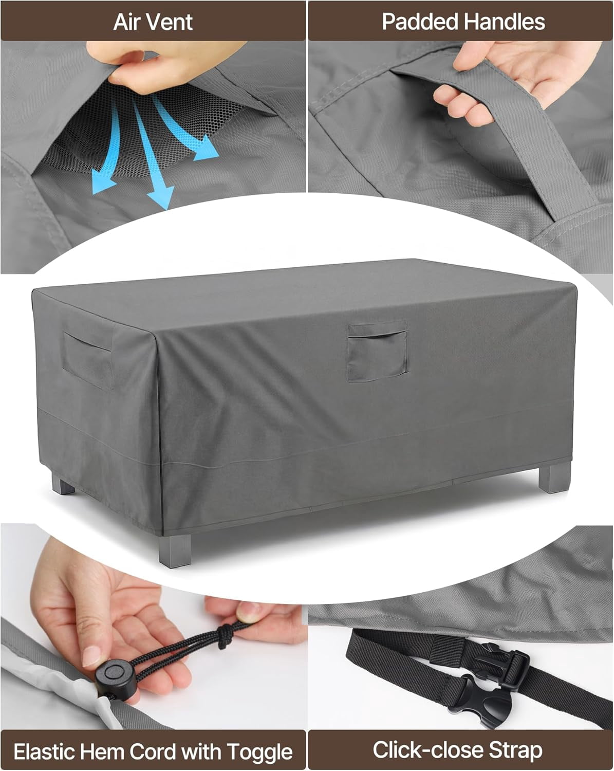 2 Pack 600D Heavy Duty Waterproof High Back Patio Chair Covers Outdoor Lawn Garden Furniture Rectangle-72"L x 44"W x 23"H