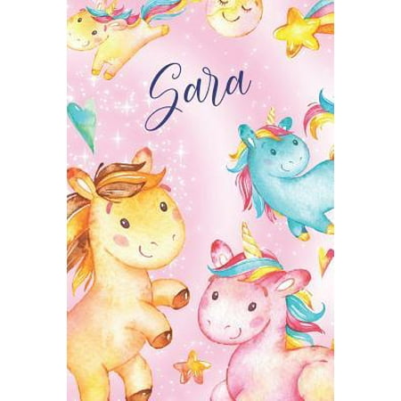 Saras Prints Girls Cupcakes - Sara : Personalized Name Unicorn Design on Pink Star Dream Fantasy Pattern, Lined Paper Note Book For Girls To Draw, Sketch & Crayon or Color (Kids Teens Adult Journal With Hearts Flowers Candy)