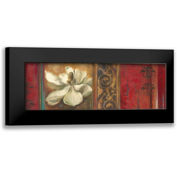 Pinto, Patricia 14x7 Black Modern Framed Museum Art Print Titled - Red Eclecticism with Magnolia