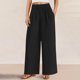 thumbnail image 5 of Pantalones de la Cintura Elástica de las Mujeres de Color Sólido Bolsillo Casual Pantalones de Moda 95% Poliéster 5% Spandex, Nuevos Pantalones Estirables para el Uso Diario, 5 of 9