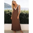 thumbnail image 3 of LMLYSoH Women's Dot Print Long Dress Summer Fashionable Backless Lace Trim V Neck Bodycon Dress, 3 of 9