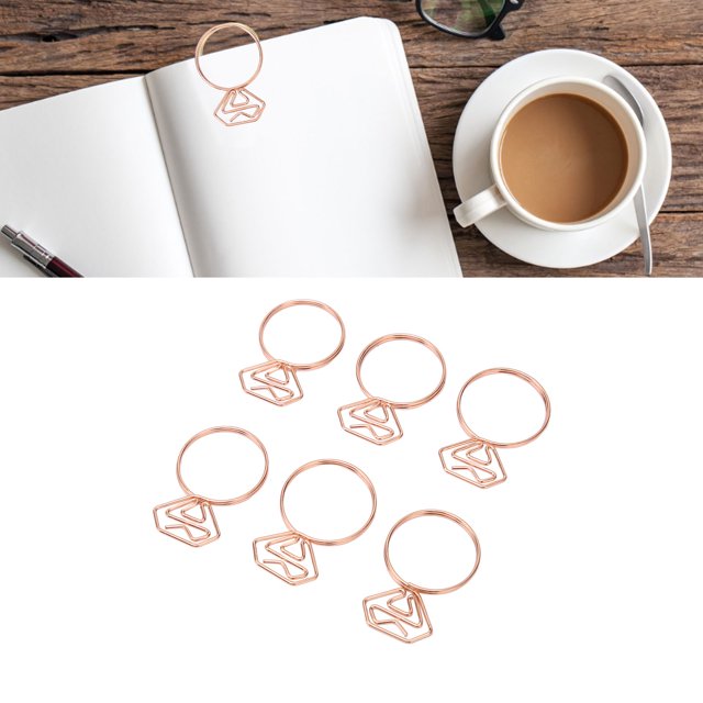 80Pcs Metal Paperclips Ring Shape Paper Clips Rose Gold Golden Paper Organiser With Clear Box For Office School