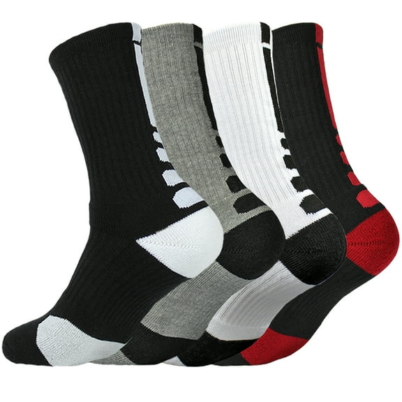 YZKKE 4 Pairs Men's Basketball Crew Socks Athletic Casual Dress Breathable Sport Socks