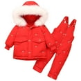 thumbnail image 2 of Hicidod Snow Suit for Kids Hooded Windproof Thick Cute Print Toddler Snowsuit Ski Waterproof Winter Warm Snow Pant And Puffer Jacket Bib, 2 of 3