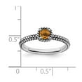 thumbnail image 2 of 2.5mm 925 Sterling Silver Prong set Oxidized Stackable Checker-cut Citrine Antiqued Ring Size 9 Stackable Ring for Women, 2 of 2