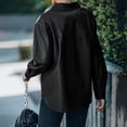 thumbnail image 3 of Women PU Leather Jacket Casual Shirt Long Sleeve Button Down Blazer Coat with Bust Pockets Black XL, 3 of 5