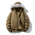 thumbnail image 2 of Mrmaere Men's Hooded Puffer Jacket Faux Warm Stylish Outerwear for Daily & Leisure Wear Brown XL, 2 of 9