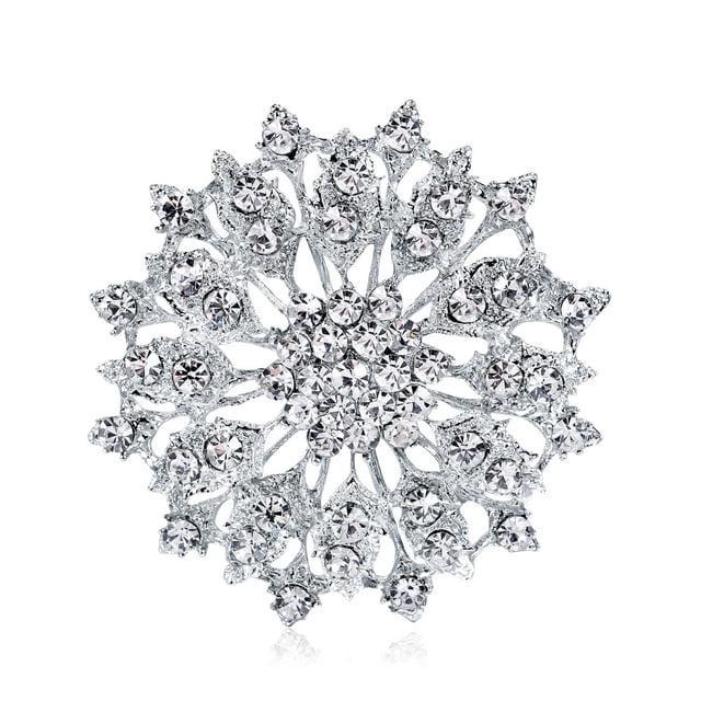 Broche de flor de cristal austriaco para mujer, broche de guirnalda de flores de boda de cristal austriaco de Color plateado