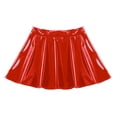 thumbnail image 5 of YONGHS Women's Glossy Latex Leather Short Mini Skirt Pole Dance Raves Clubwear Costumes Red L, 5 of 7
