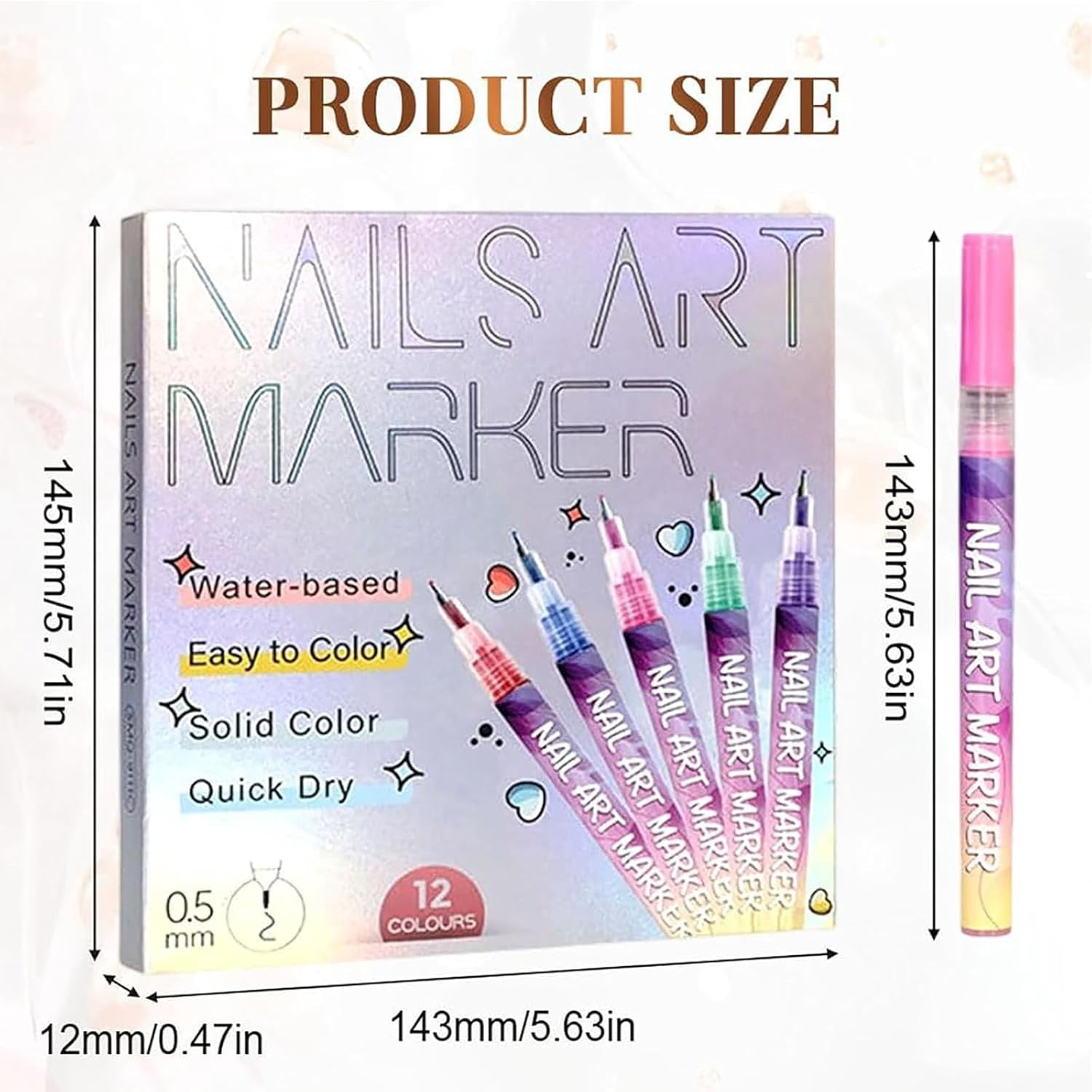KANOHENO 12 Colors Nail Art Pens Set,0.01in Waterproof and Quick-Drying DIY Nails Art Drawing Painting Tools,Multicolor Gel Acrylic Painted Pen Kit