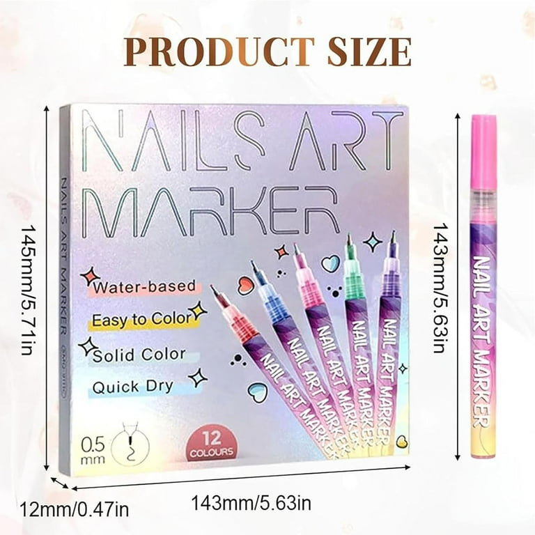 12 Colors 3D Nail Polish Pens for Painting, Nail Art Pens Set, 2025 Upgrade Nail Art Markers for Gel Nails, DIY Quick Dry Graffiti Dotting Point Liner Pens,  Nails Art Drawing Tool