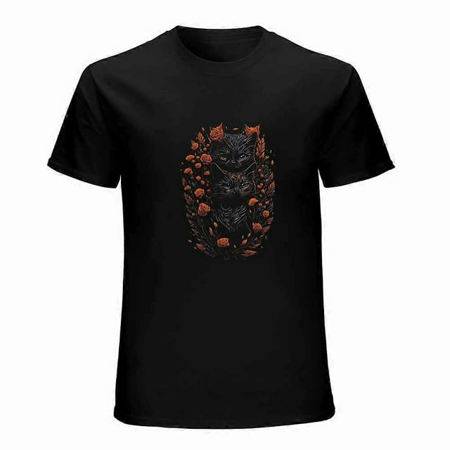 Orange Cat T-shirt Aesthetics T-shirt Cat and Flower T-shirt Unisex tees Gift shirt