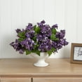 thumbnail image 3 of Nearly Natural Lilac Artificial Flower Arrangement in White Vase, Purple, 3 of 3