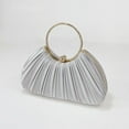 thumbnail image 4 of Women's Satin Pleated Rhinestone Evening Clutch Purse - Elegant Wedding Party Handbag with Chain for Prom Gala gold, 4 of 4