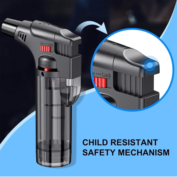Torch Lighters, 6 Pack, Butane Refillable Jet Flame Torch Lighter, Windproof, Safe, Multi Utility Lighter for Candles, Fireplaces, Campfires, Grill (Without Butane)