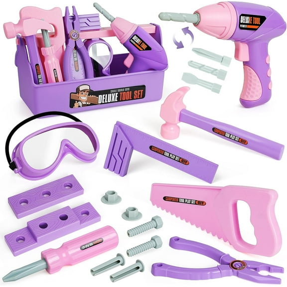 EXERCISE N PLAY 18-Piece Pink Construction Toys for Toddlers Aged 3 