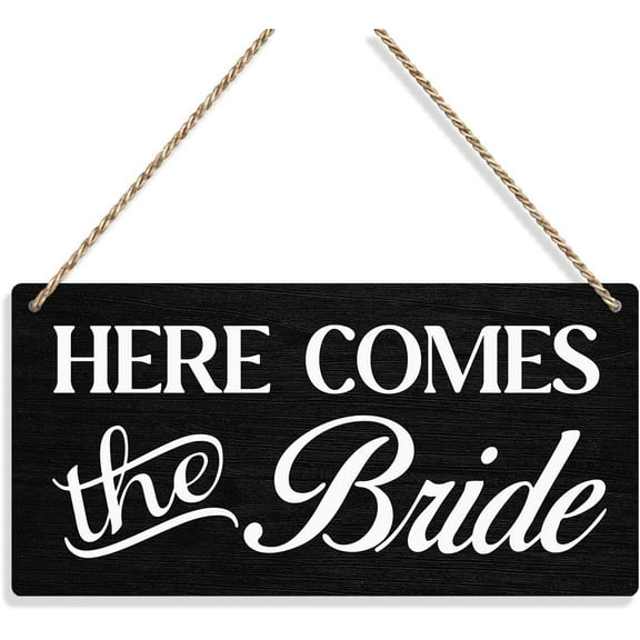 Wood Sign 5x10 Inch Here Comes The Bride Wedding Signs Wall Hanging Wedding Accessories Stuff Wedding Decorations For Reception Engagement Wedding Party Wall Art Decor Wooden Sign For Hallway