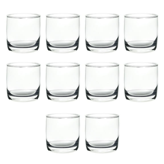 Heavy Base Old Fashioned Whiskey Glasses 10 oz. Set of 10, Bulk Pack - Perfect for Scotch, Bourbon, Cocktails - Clear