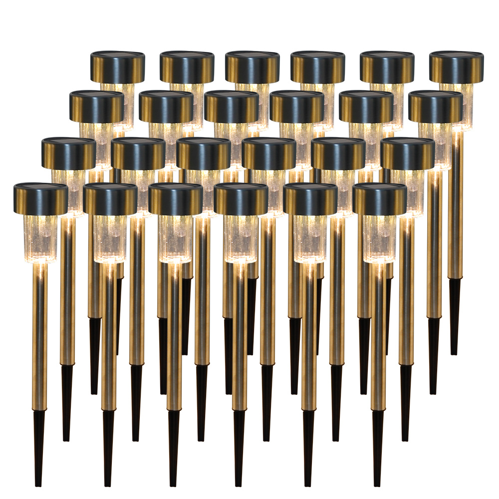 24pcs High Brightness Solar Lights Outdoor Waterproof,Solar Power LED Lawn Lamps with Lampshades,Stainless Steel Solar Garden Lights for Garden Patio Walkway,Warm White