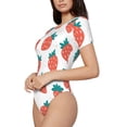 thumbnail image 2 of Daiia Strawberries print Women's Crew Neck Short Sleeve Bodysuit Fashion Tops Fit Casual Basic Extender Bodysuit-Medium, 2 of 9
