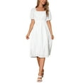 thumbnail image 1 of VESTIDO MIDI CASUAL DE MUJER CON ESCOTE CUADRADO Y MANGAS CORTAS DE VOLANTE INSPIRADO EN CHIC M BLANCO, 1 of 6
