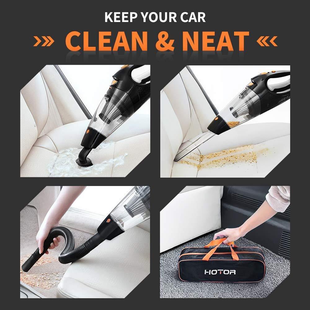 Car Vacuum, HOTOR Corded Car Vacuum Cleaner High Power for Quick Car Cleaning, DC 12V Portable Auto Vacuum Cleaner for Car Use Only - Orange - image 3 of 8