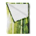 thumbnail image 2 of East Soft Flannel Fleece Throw Blanket, Bamboo Forest with Morning Sunlight Sun Beams Through Trees Jungle Scene, Cozy Plush for Indoor and Outdoor Use, 70" x 90", Lime Green Yellow, by Ambesonne, 2 of 5