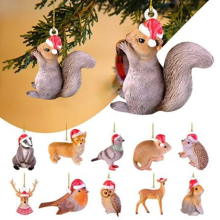 

NUZYZ Animal Pendant with Hat Lanyard Adorable Acrylic Car Pendant Squirrel Elk Rabbit Ornament for Party