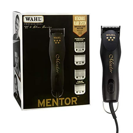 Wahl Professional 5-Star Mentor Clipper with 4 Detachable Blades with a High and Low Speed Brushless Motor for Professional Barbers and Stylists - Model 8235