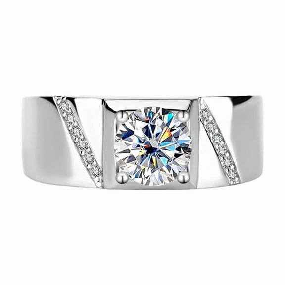 1CT Moissanite Rings for Men Diamond Wedding Bands 18K 925 Sterling Silver Moissanite Rings Moissanite Engagement Rings Mens Diamond Rings Diamond Promise Ring for Him