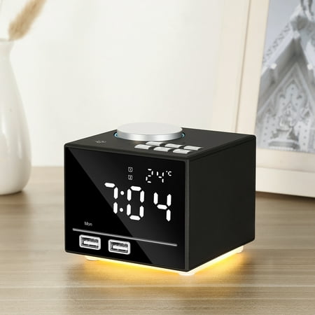 Windows Phone Alarm Clock Multi-function Digital LED Alarm Clock bluetooth Wireless Smart Alarm Clock Speaker USB Charging Phone MP3 TF AUX Music for Home Office Dorm ()