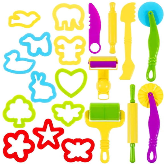 Oun Nana Herramientas de Plastilina Juego de 20 Piezas de Herramientas de Plastilina para niños Cortadores y Rodillos de Plastilina de Varias Formas Color Aleatorio