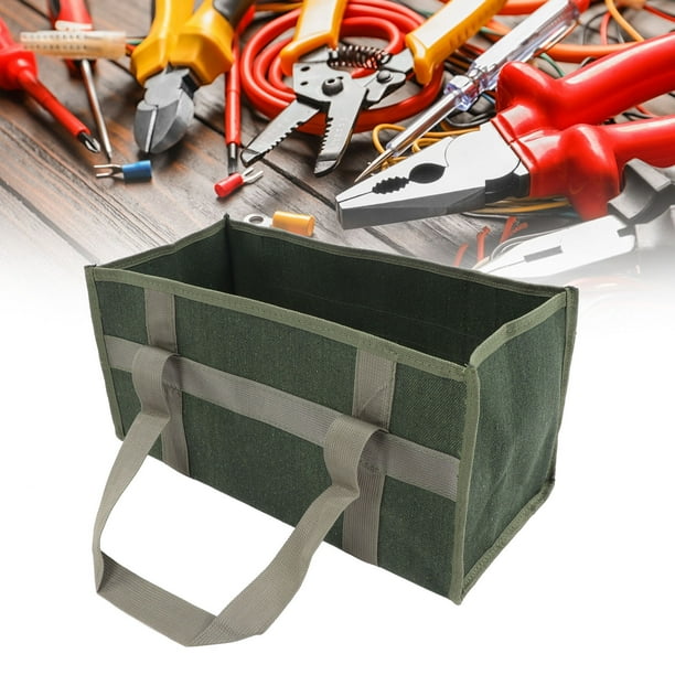Bolsa De Herramientas De Boca Ancha OD, Lona Verde, Gran Capacidad, Resistente Al Desgaste, Impermeable, Bolsa De Almacenamiento De Herramientas Para Electricista