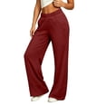thumbnail image 2 of Liuinsasek Women's High Waist Straight Wide-Leg Pants Fashionable Versatile Casual Solid Color Elastic-Waist with Pockets Spring Summer Outfits, 2 of 7