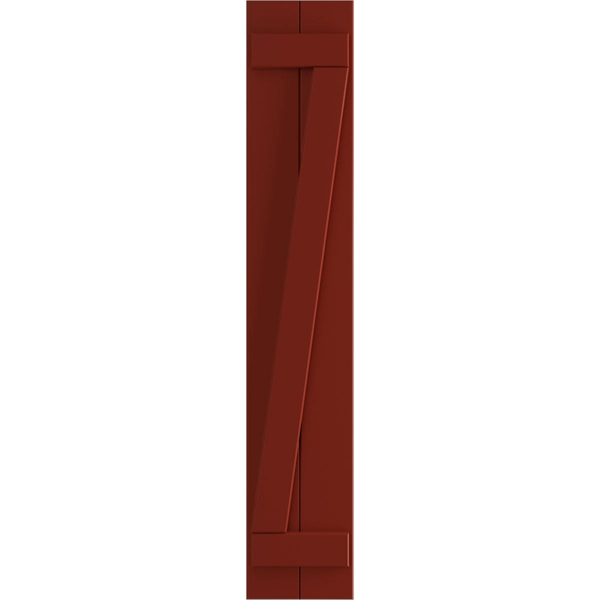 Ekena Millwork 10 3/4"W x 80"H True Fit PVC Two Board Joined Board-n-Batten Shutters w/Z-Bar, Pepper Red (Per Pair - Hardware Not Included)