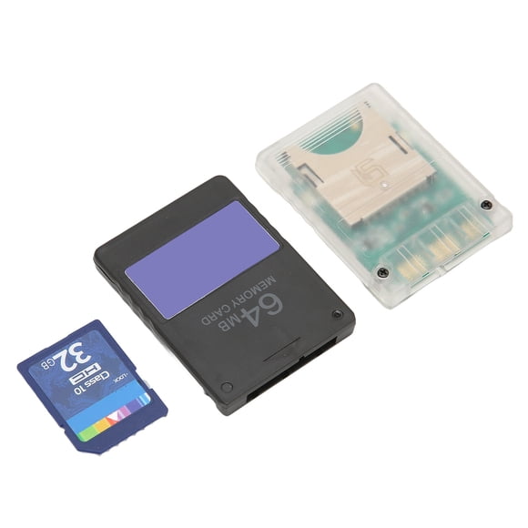 Game Console Card Reader, Universal Stable Professional Game Card Adapter Compact with 32G Storage Card 64MB FMCBV1.966 Card for Game Consoles Slim Consoles,Fat Consoles