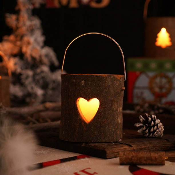 Hogar y cocina, Decoración del hogar, Decoración navideña, Candelabro de madera navideño, Vela aromática, Taza, Regalo navideño, Decoración para cenas a la luz de las velas, Decoración navideña, cande