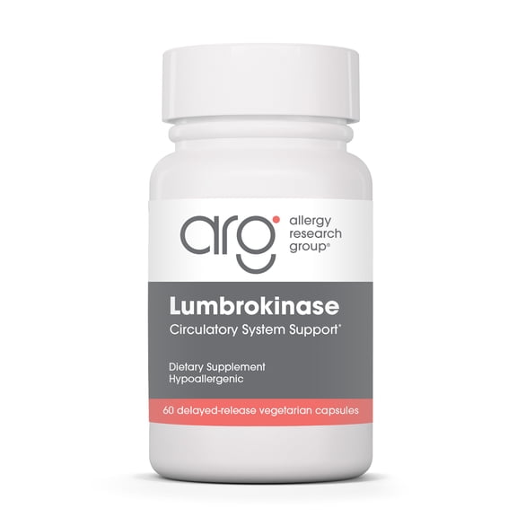 Allergy Research Group Lumbrokinase Supplement - Enzyme for Circulatory System Support, Supports Blood Circulation Already in The Normal Range, Cardiovascular Health - 60 Vegetarian Capsules
