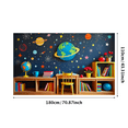 thumbnail image 2 of Colorful Space Themed Backdrop Banner with Planets Stars and Rockets for Kids Room Decor Party Supplies Photography Props and Classroom Decoration, 2 of 7
