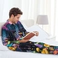 thumbnail image 6 of Salouo Colorful Mushroom Print Button-Front Long Sleeve Pajama Set for Men, Soft 2Pjs Men's Long Sleeve Sleepwear-Large, 6 of 7