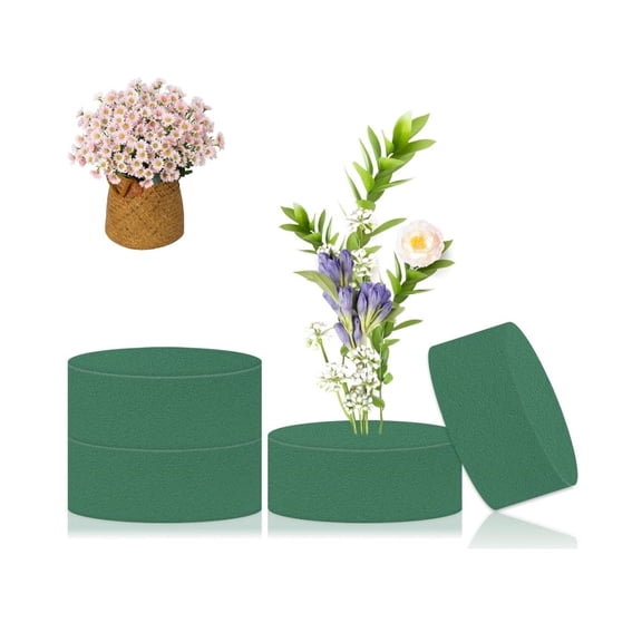 Triani 4Pcs Round Shape Foam Blocks,7.9x7.9x1.6In Round Floral Foam Blocks for Centerpiece,Flower Arrangement Supplies for Crafting,Wedding,Party