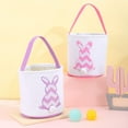thumbnail image 3 of Easter Bunny Basket Bags for Kids, Sequin Rabbit Pattern Egg Basket Hunt Bags Personalized Canvas Cotton Bucket with Fluffy Tail for Easter Eggs, Candy, Gift, 3 of 7
