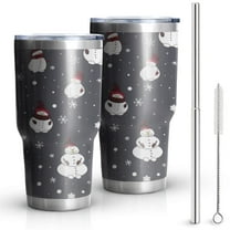 30oz Dark Christmas Snowman Pattern Tumblers Stainless Steel Tumbler with Lid and Straw,Vacuum Insulated Double Wall Travel Tumbler Cups Mug with Cleaning Brush for Coffee,Tea
