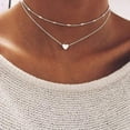 thumbnail image 1 of Collar en capas Collar con colgante de barra delicada Corazón dorado Cadena doble Mujer, Tamaño libre plata Sincero Electrónica, 1 of 5
