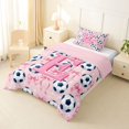 thumbnail image 2 of Manfei Initial Letter Alphabet E Twin Comforter Sets,3D Cartoon Soccer Print Bedding Set,Pink Reversible,2 Pieces,1 Comforter and 1 Pillowcase, 2 of 7
